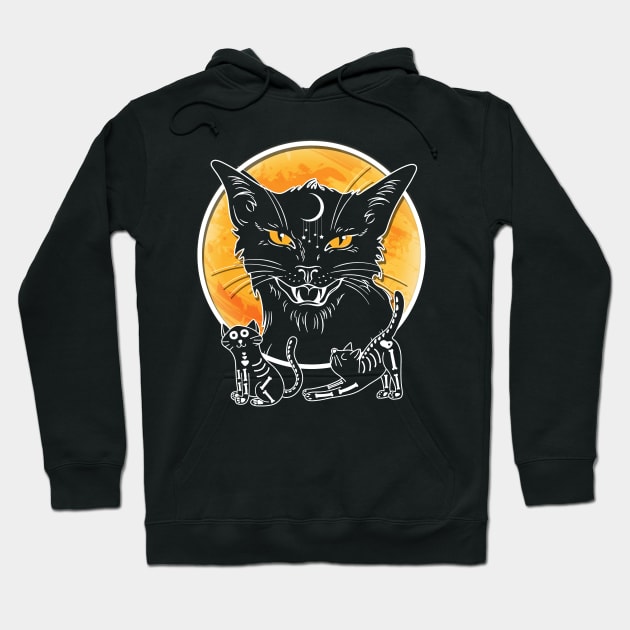 Black Cat And Moon Halloween T Shirt Gifts Hoodie by martinyualiso